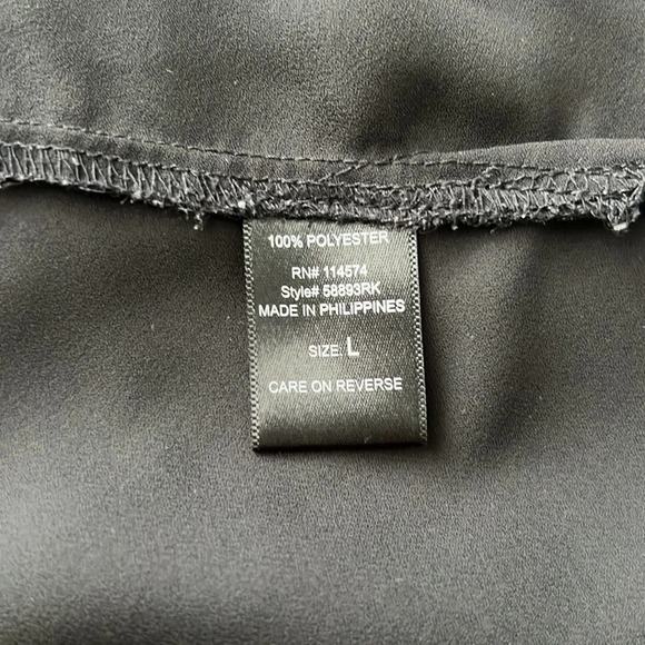 Pleione Black Collared Long Sleeve Tunic Blouse size Large - Picture 7 of 7